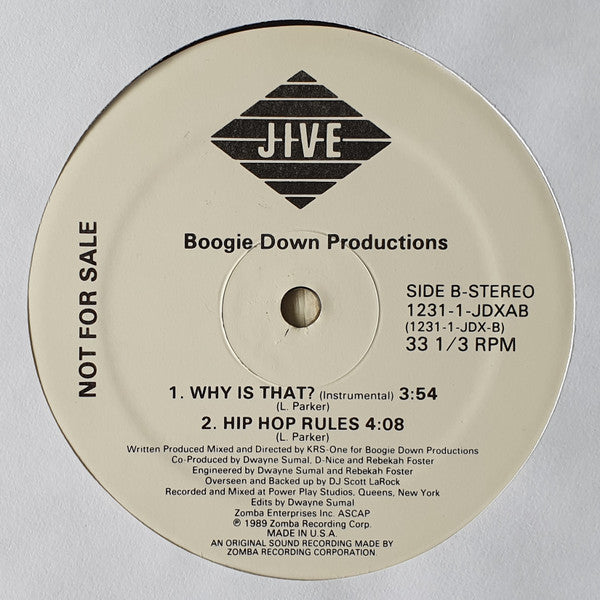 Boogie Down Productions : Why Is That? (12", Single, Promo)