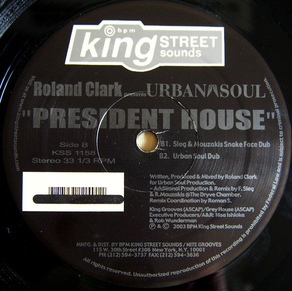 Roland Clark Presents Urban Soul : President House (12")
