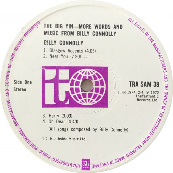 Billy Connolly : The Big Yin: More Words & Music From Billy Connolly (Volume Two) (LP, Comp, Smplr)