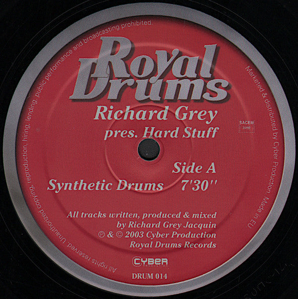 Richard Grey Pres. Hard Stuff : Synthetic Drums (12")