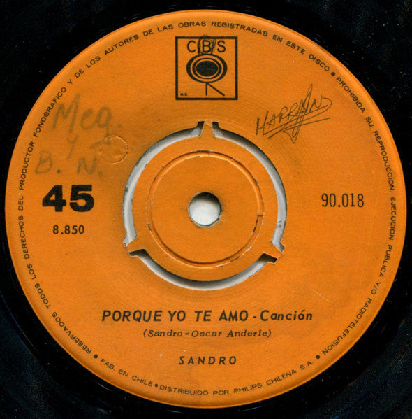 Sandro (25) : Querida / Porque Yo Te Amo (7")