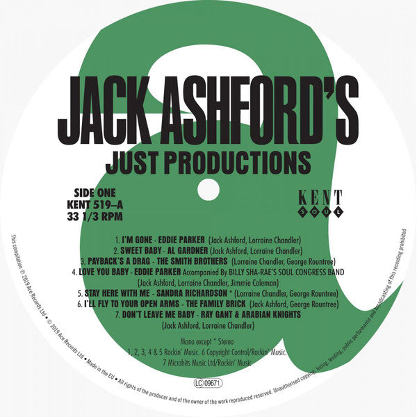 Jack Ashford : Jack Ashford's Just Productions (LP, Comp, Mono, S/Edition)