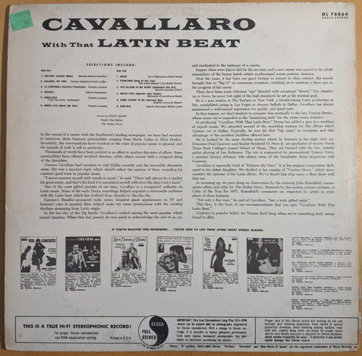 Carmen Cavallaro : Cavallaro With That Latin Beat (LP, Album, RP)