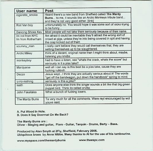 The Mardy Bums : Who The Ch*ff Are The.... Mardy Bums (7", Single, Ora)
