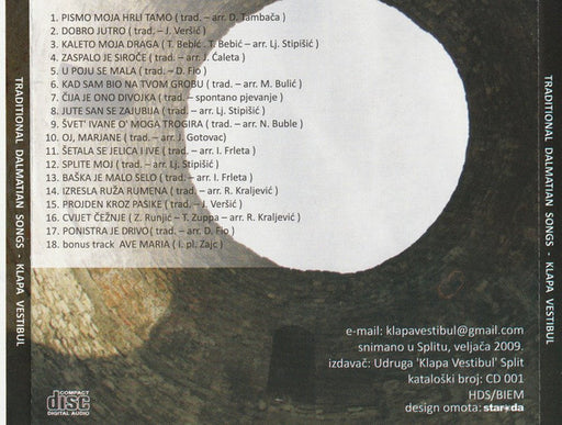Klapa Vestibul : Traditional Dalmatian Songs (CDr)