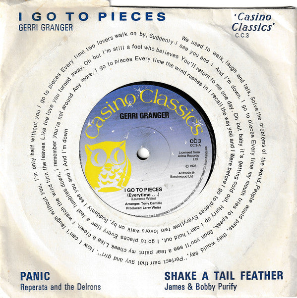 Gerri Granger / Reparata & The Delrons* / James & Bobby Purify : I Go To Pieces / Panic / Shake A Tail Feather (7", Single, Sol)