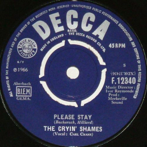 The Cryin' Shames : Please Stay (7", Single)