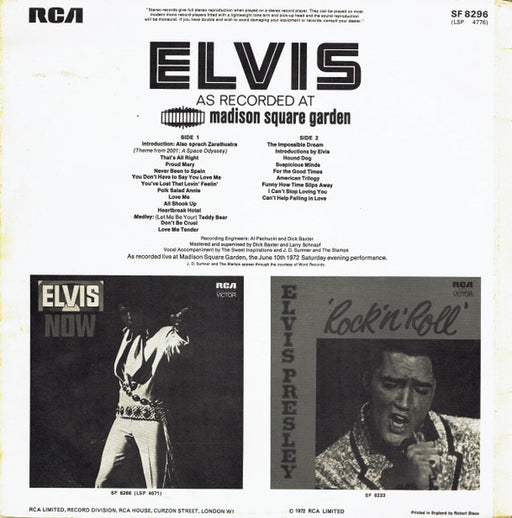 Elvis* : Elvis As Recorded At Madison Square Garden (LP, Album)