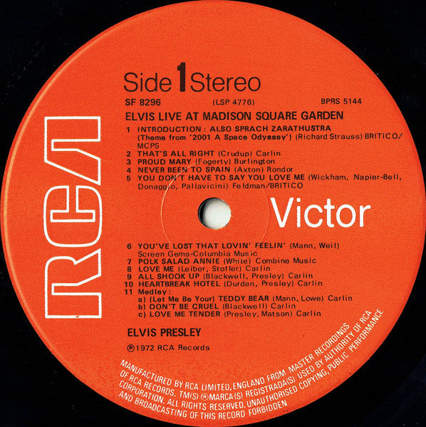 Elvis* : Elvis As Recorded At Madison Square Garden (LP, Album)