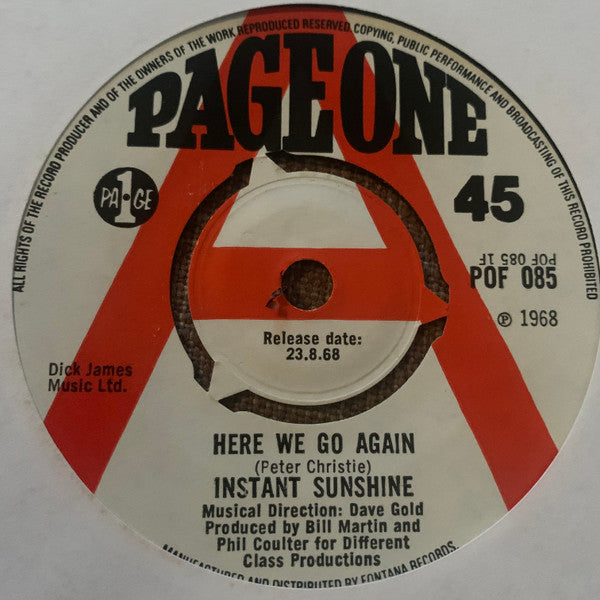 Instant Sunshine : Here We Go Again (7", Promo)