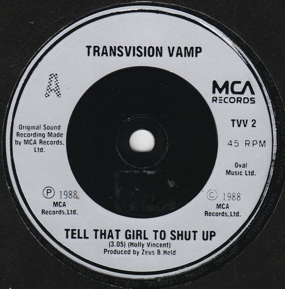 Transvision Vamp : Tell That Girl To Shut Up (7", Single)