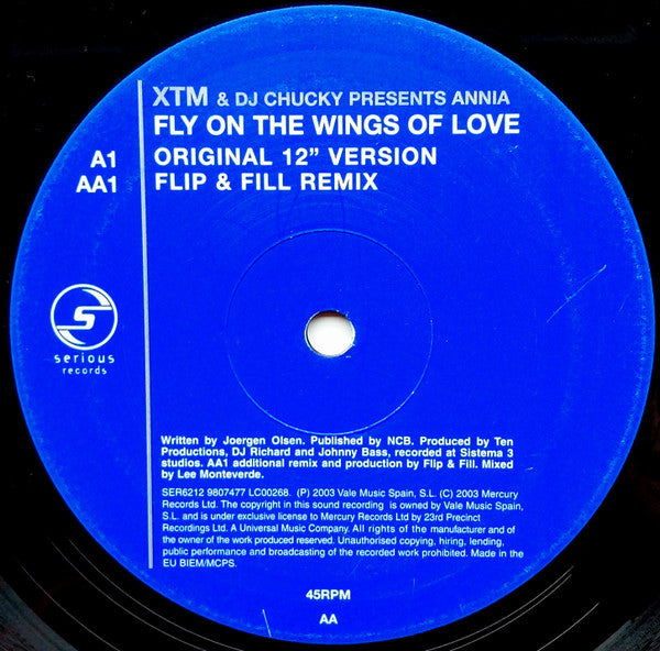XTM & DJ Chucky Presents Annia : Fly On The Wings Of Love (12")