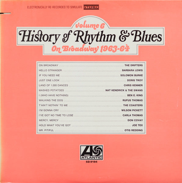 Various : History Of Rhythm & Blues  Volume 6  On Broadway 1963-64 (LP, Comp, RE)