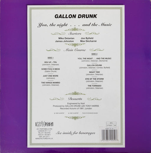 Gallon Drunk : You, The Night ... And The Music (LP, Album)