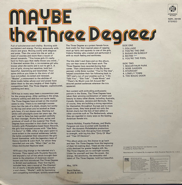 The Three Degrees : Maybe (LP, Album, RE)