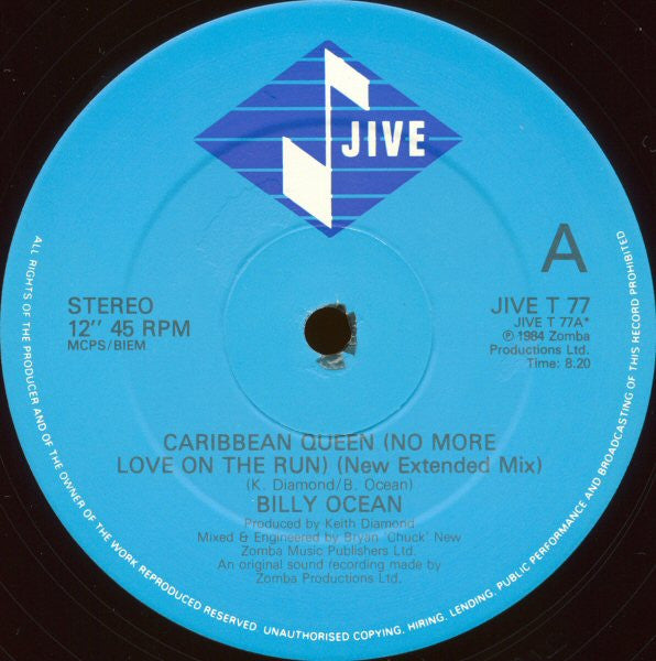 Billy Ocean : Caribbean Queen (No More Love On The Run) (12")