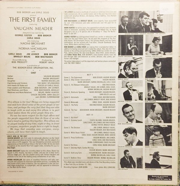 Bob Booker and Earle Doud featuring Vaughn Meader : The First Family (LP, Album, Mono)