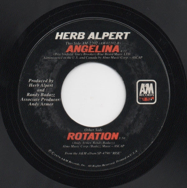 Herb Alpert : Rotation (7", Single, Styrene)