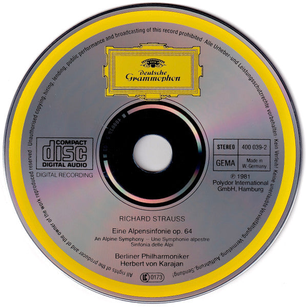 Richard Strauss - Karajan*, Berliner Philharmoniker : Eine Alpensinfonie = An Alpine Symphony = Une Symphonie Alpestre (CD, Album, RE)