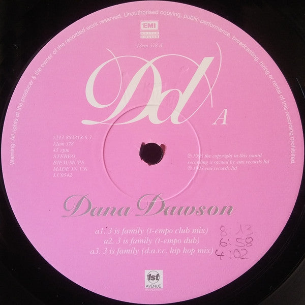 Dana Dawson : 3 Is Family (12", Single)