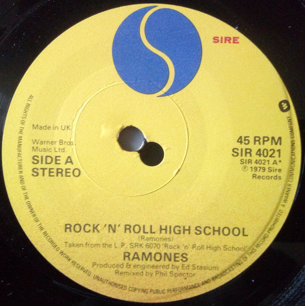 Ramones : Rock 'N' Roll High School (7", Single)