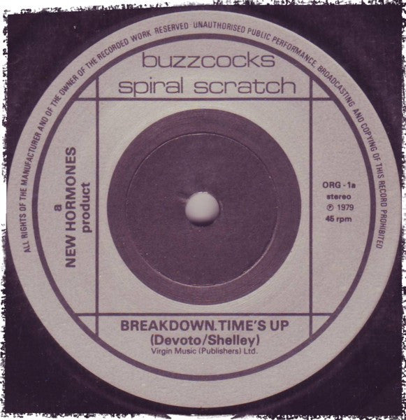 Buzzcocks With Howard Devoto : Spiral Scratch (7", EP, RE, Lyn)