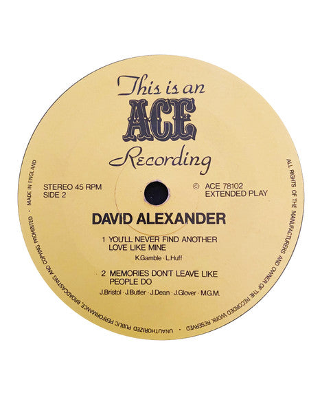 David Alexander (9) : If I Could See The Rhondda One More Time (7", EP)