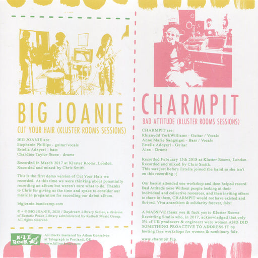 Big Joanie / Charmpit : Kluster Rooms Sessions (7", Ltd, Cle)