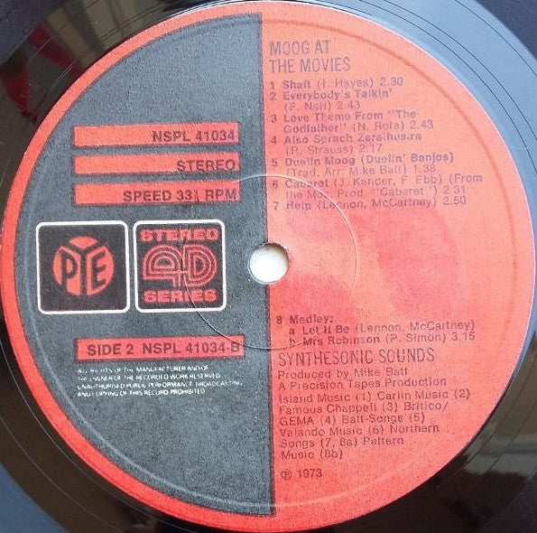 Synthesonic Sounds : Moog At The Movies (LP)