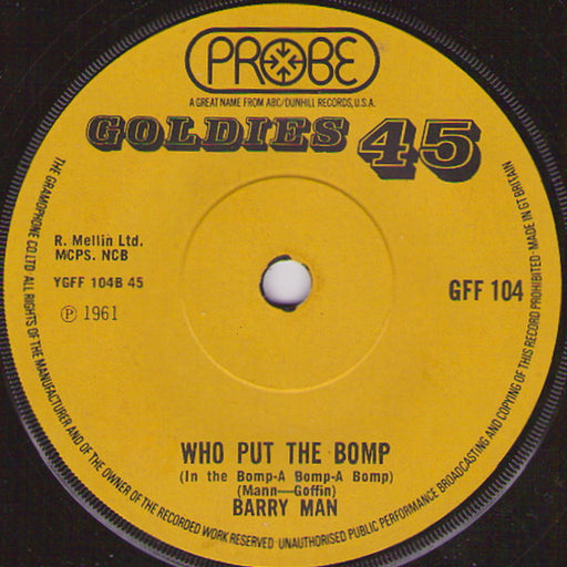 Brian Hyland / Barry Man* : Sealed With A Kiss / Who Put The Bomp (In The Bomp-A Bomp-A Bomp (7", Single)