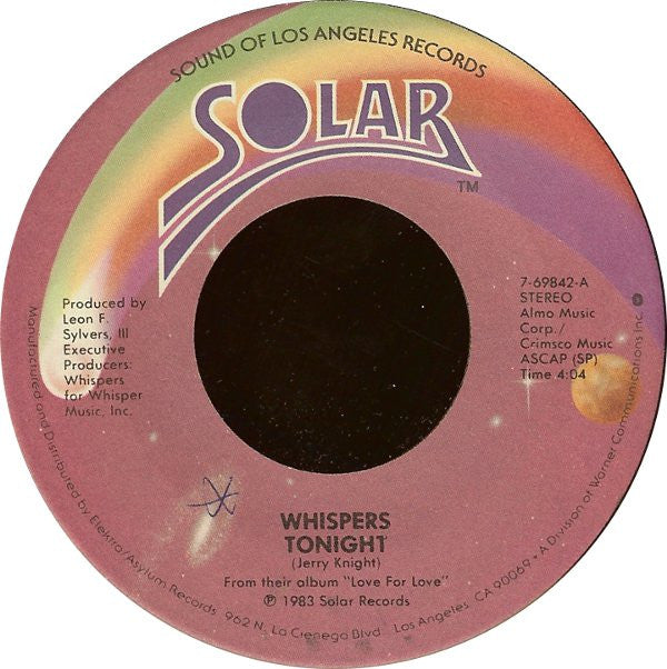 The Whispers : Tonight / Small Talkin' (7", Spe)