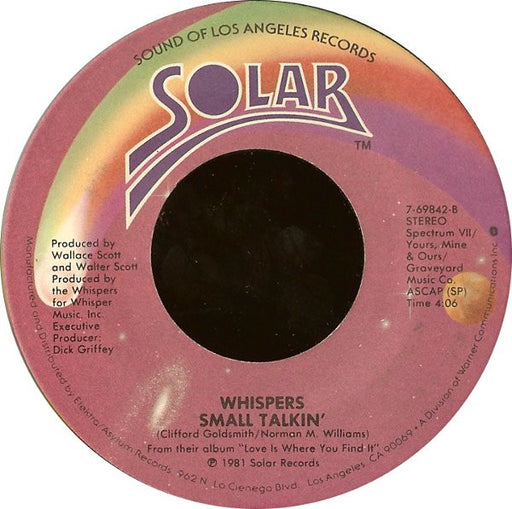 The Whispers : Tonight / Small Talkin' (7", Spe)