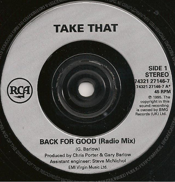 Take That : Back For Good (7", Single)