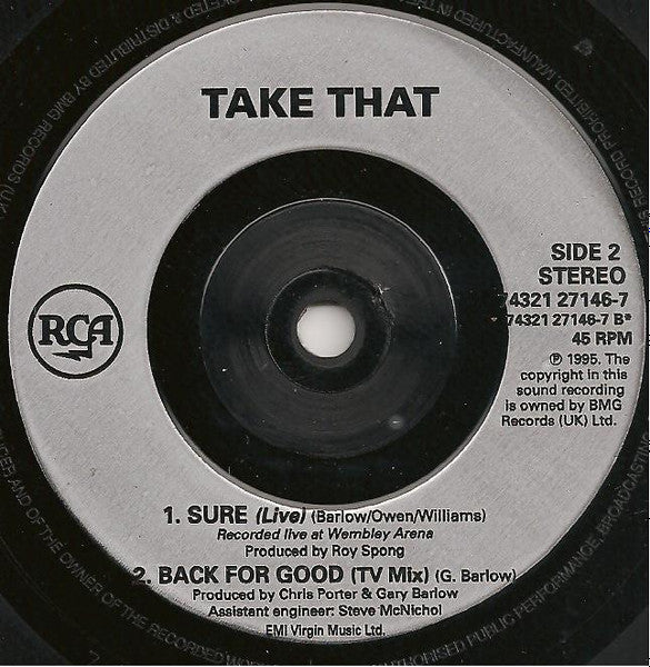 Take That : Back For Good (7", Single)