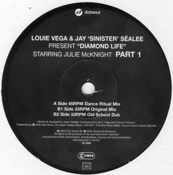 Louie Vega & Jay 'Sinister' Séalee* Starring Julie McKnight : Diamond Life (Part 1) (12")