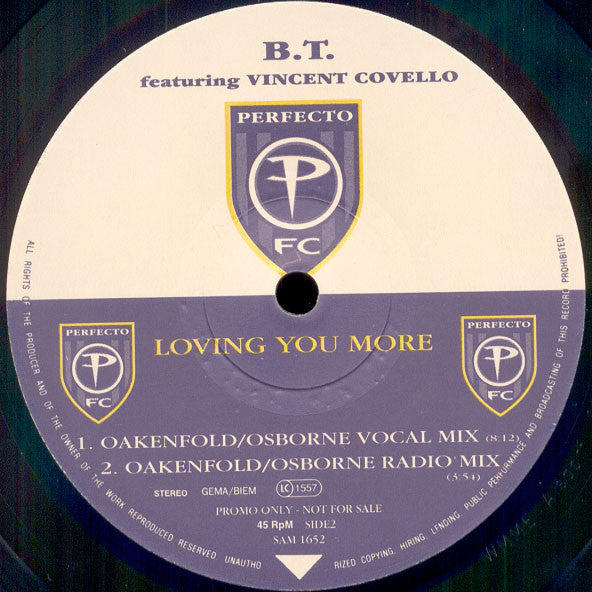 B.T.* Featuring Vincent Covello : Loving You More (2x12", Single, Promo)