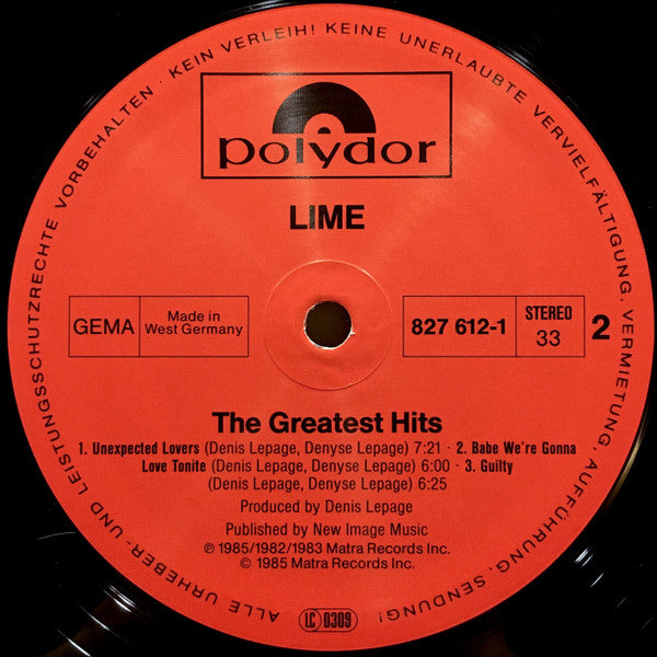 Lime (2) : The Greatest Hits (LP, Comp)