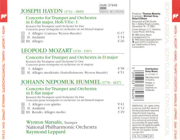 Wynton Marsalis, Haydn* • Hummel* • L. Mozart*, National Philharmonic Orchestra, Raymond Leppard : Trumpet Concertos (CD, Album)