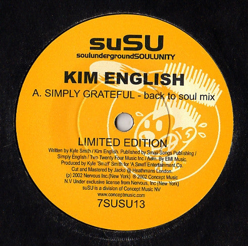 Kim English : Simply Grateful (7", Single, Ltd)