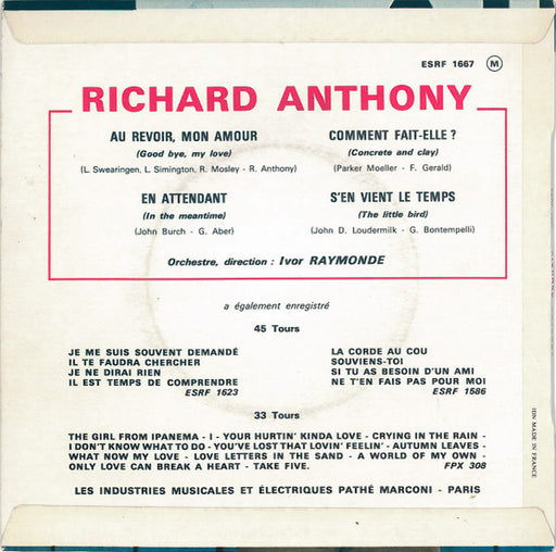 Richard Anthony (2) : Au Revoir Mon Amour (7", EP)