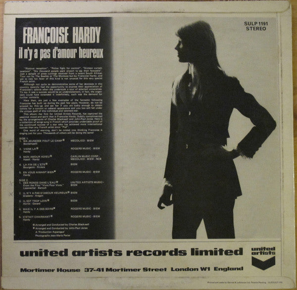 Françoise Hardy : Il N'Y A Pas D'Amour Heureux (LP, Album)
