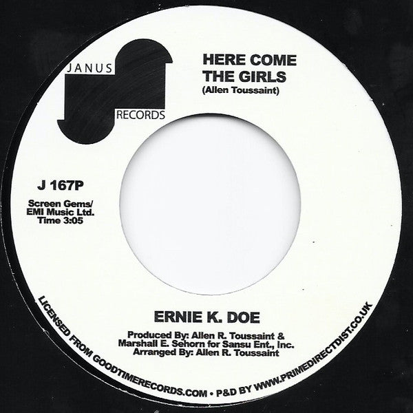 Ernie K-Doe : Here Come The Girls (7", RE)