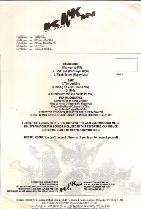 Wishdokta Introducing Mental Collapse : The Mental Eclipse M.P. (12", W/Lbl, Sta)