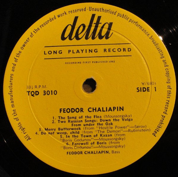 Feodor Chaliapin : An Historical Recording (LP, Mono, RE)