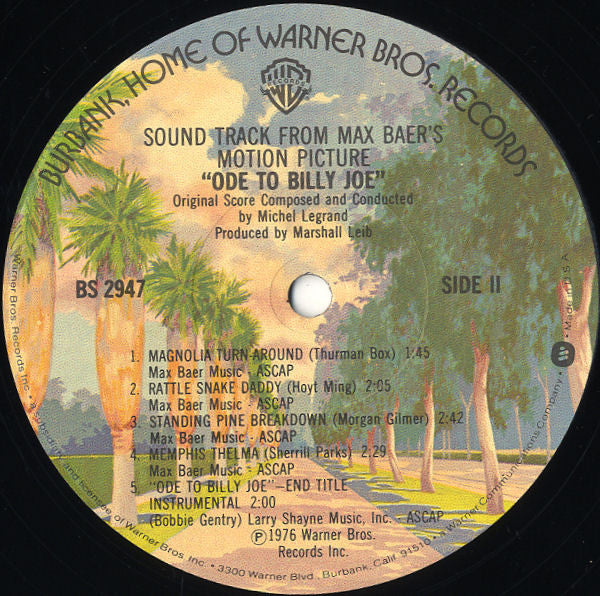 Bobbie Gentry, Michel Legrand : Ode To Billy Joe (Sound Track From Max Baer's Film Of) (LP, Album, Win)