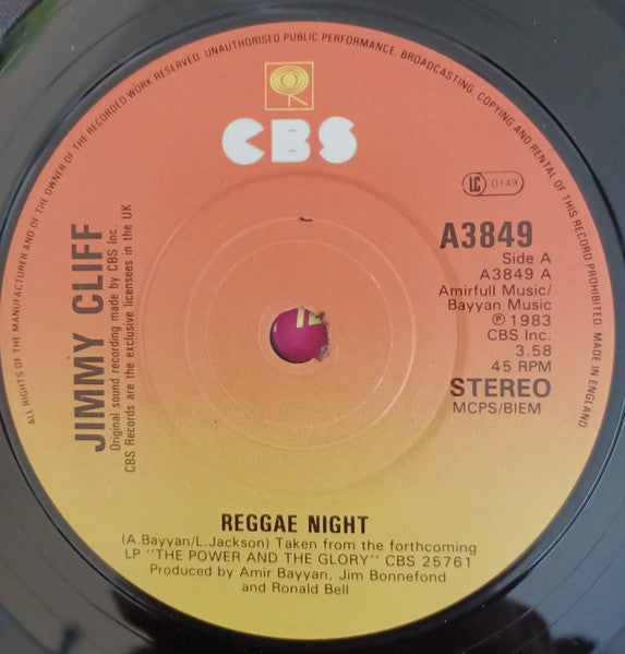 Jimmy Cliff : Reggae Night (7")