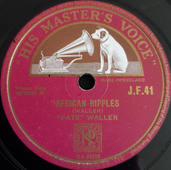 "Fats" Waller* : African Ripples / Alligator Crawl (Shellac, 10", RP, N)