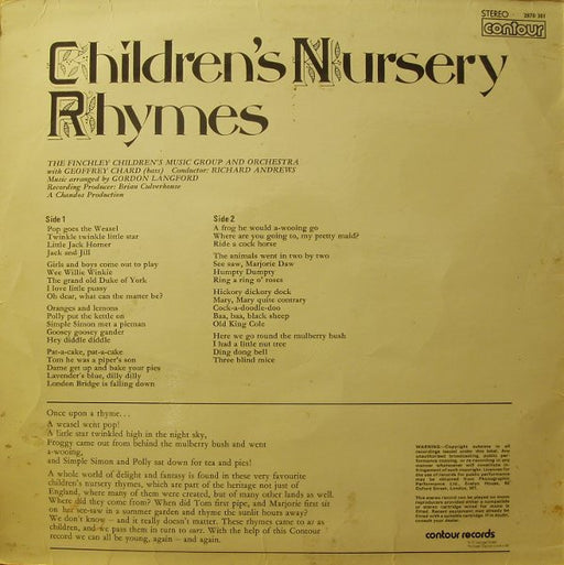 Finchley Children's Music Group With Geoffrey Chard : Children's Nursery Rhymes (LP)