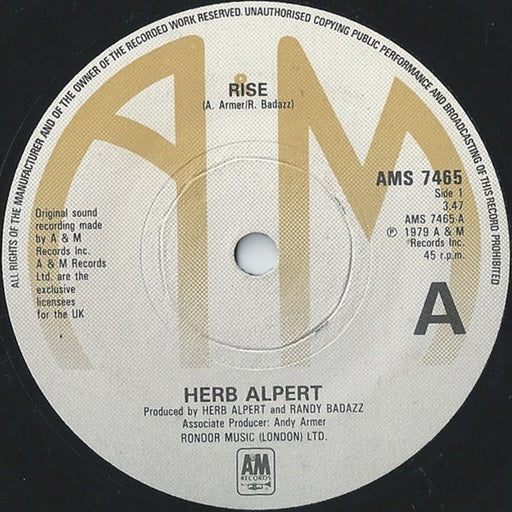 Herb Alpert : Rise (7", Single)