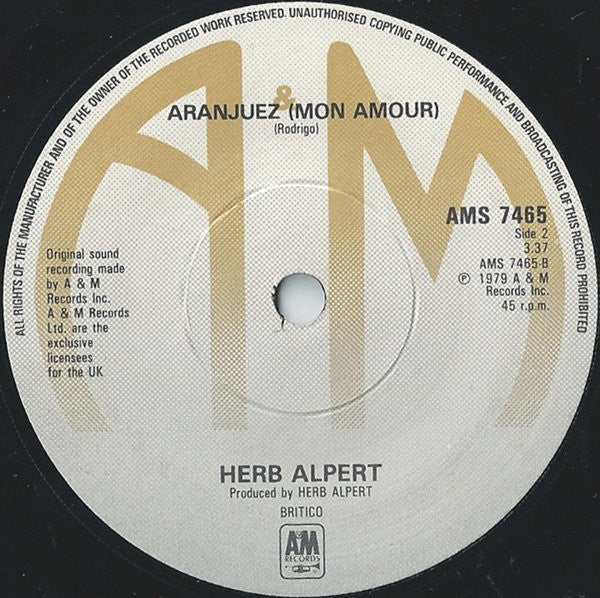 Herb Alpert : Rise (7", Single)